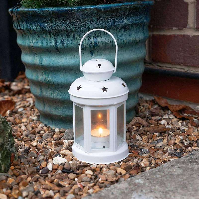 Vintage Metal Hanging Candle Lanterns ,tealight Holder -white