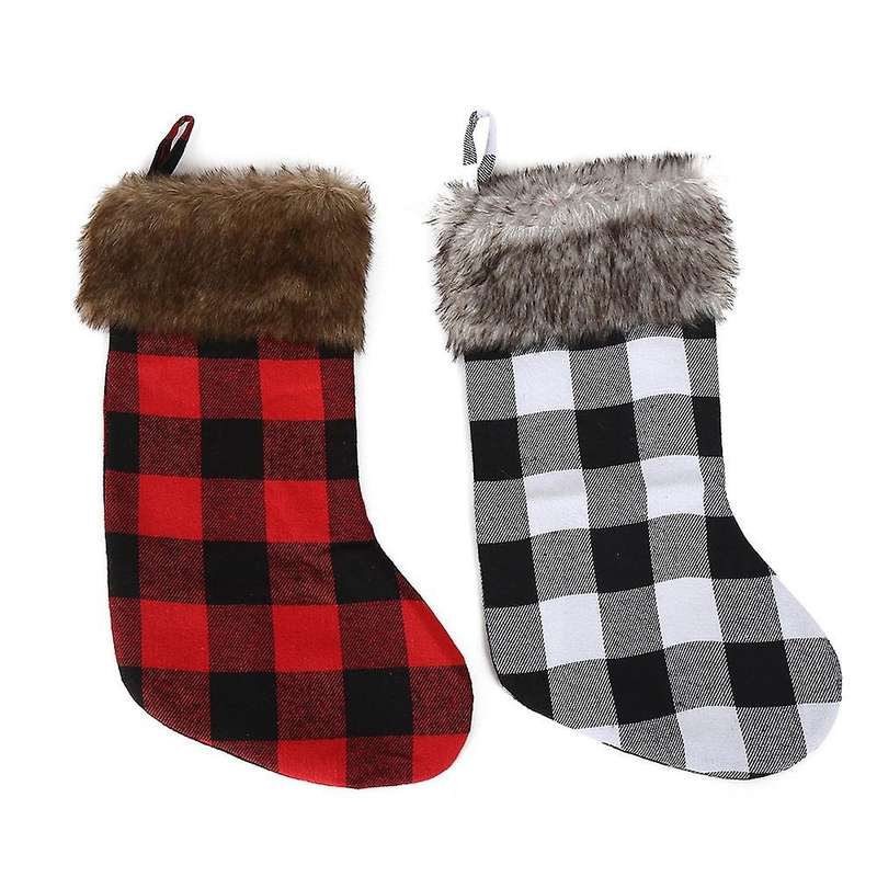 Christmas Stockings - 2 Pack Plaid Classic Large Christmas Stockings