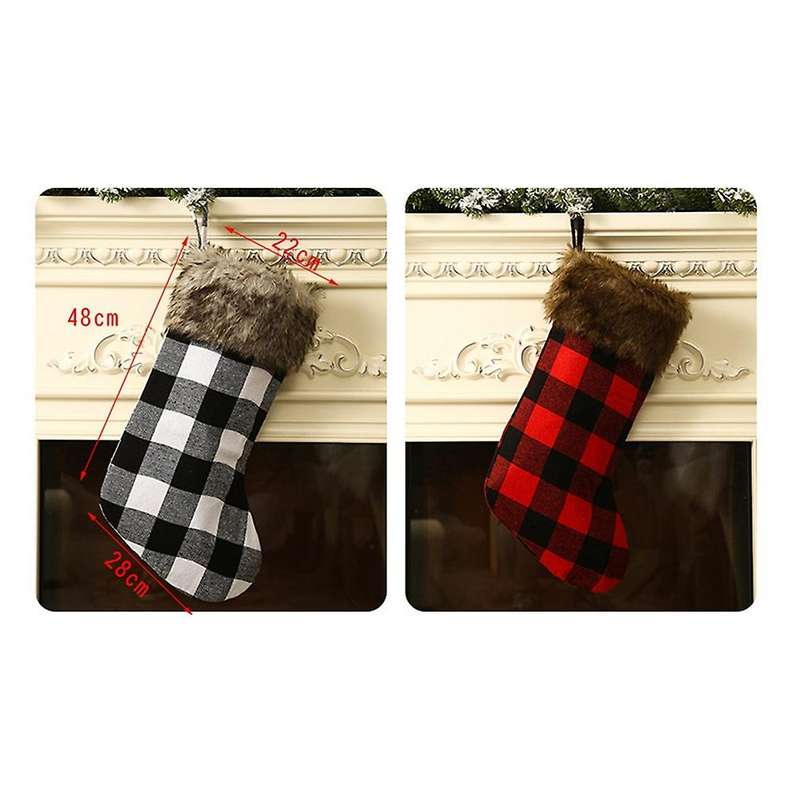 Christmas Stockings - 2 Pack Plaid Classic Large Christmas Stockings