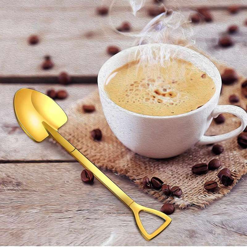 8 Pieces Gold Shovel Shape Spoons Stainless Steel Shovel Shape Spoons