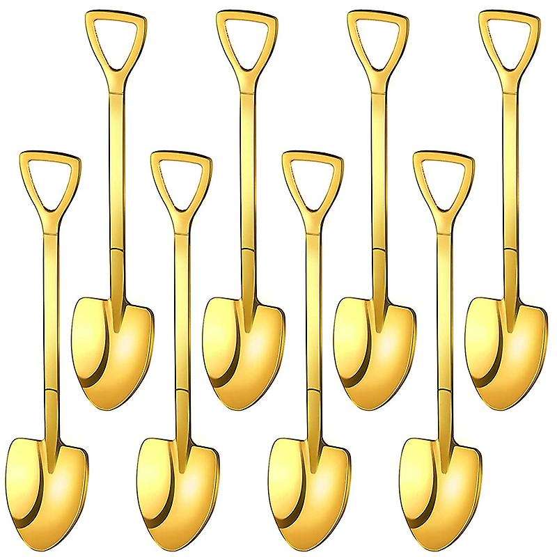 8 Pieces Gold Shovel Shape Spoons Stainless Steel Shovel Shape Spoons