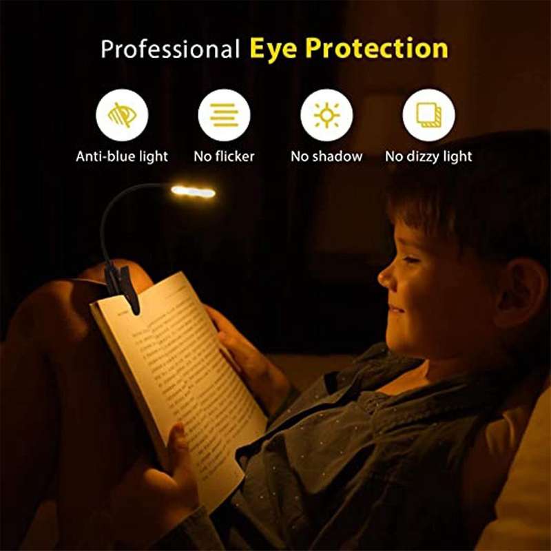 7 Led Reading Light 3-level Warm Cool White Flexible Clip Lamp