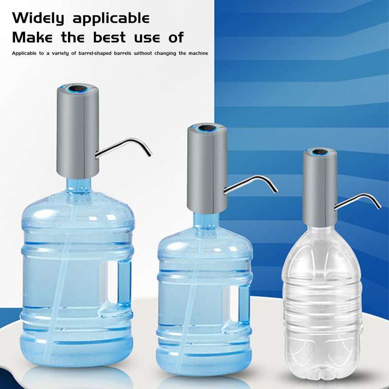 Electric Water Pump Automatic Button Dispenser Usb for Home Gray