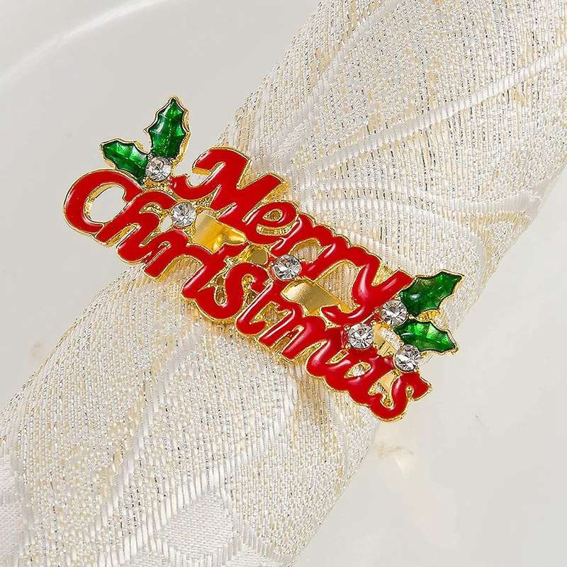 Christmas Napkin Rings - Set Of 10 Napkin Holder Rings for Holiday