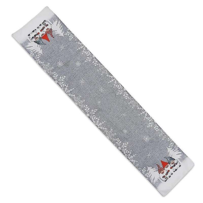 1pcs Christmas Table Runner Santa Claus and Snowflake Decorative Grey