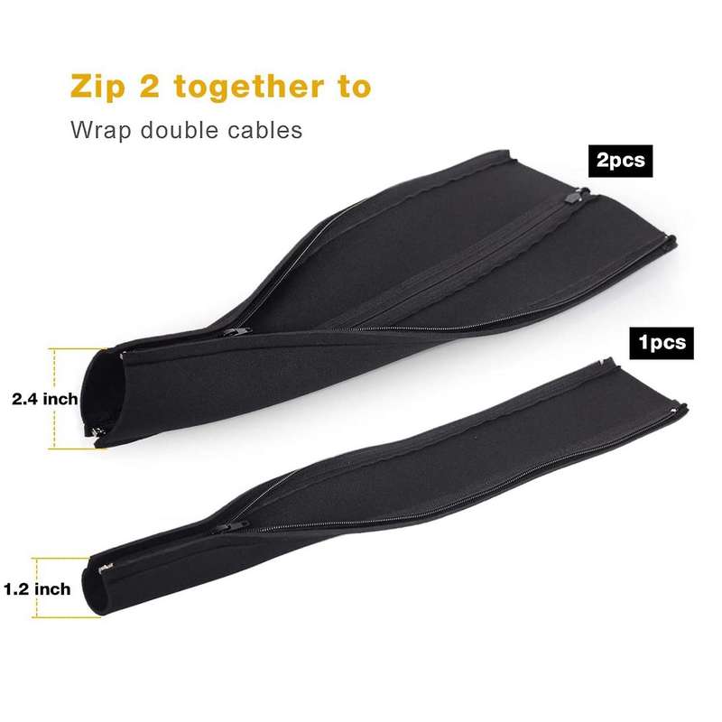 4 Pack Cable Management Sleeve with 10 Pcs Cable Tie with Zipper