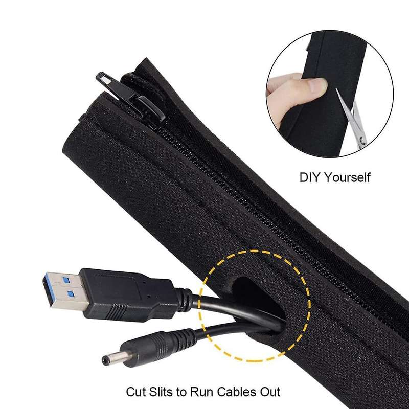 4 Pack Cable Management Sleeve with 10 Pcs Cable Tie with Zipper
