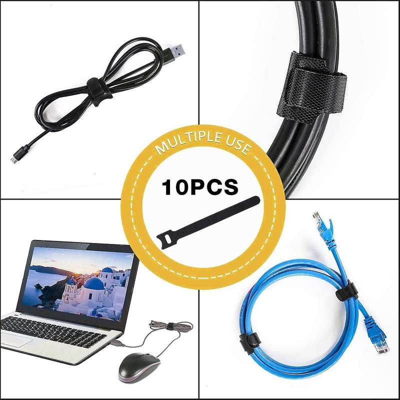 4 Pack Cable Management Sleeve with 10 Pcs Cable Tie with Zipper