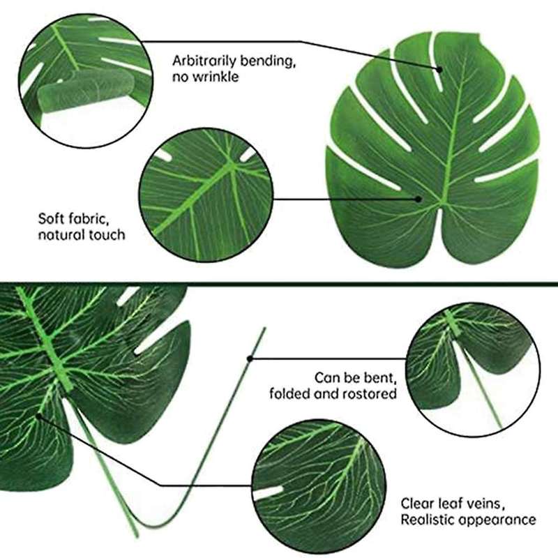 35pcs Artificial Palm Leaves for Jungle Beach Theme Party Table Decor