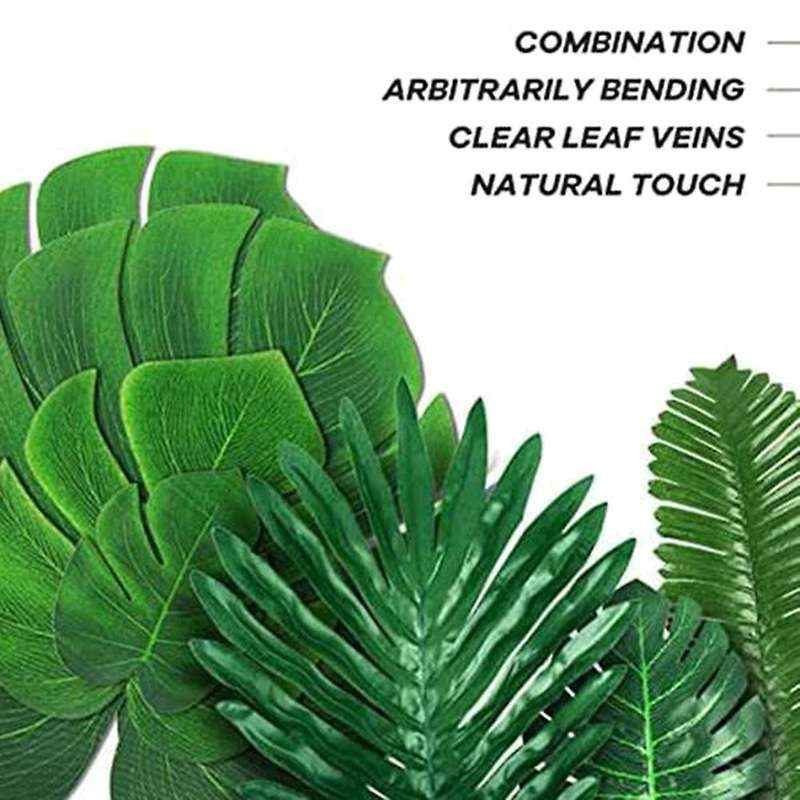 35pcs Artificial Palm Leaves for Jungle Beach Theme Party Table Decor