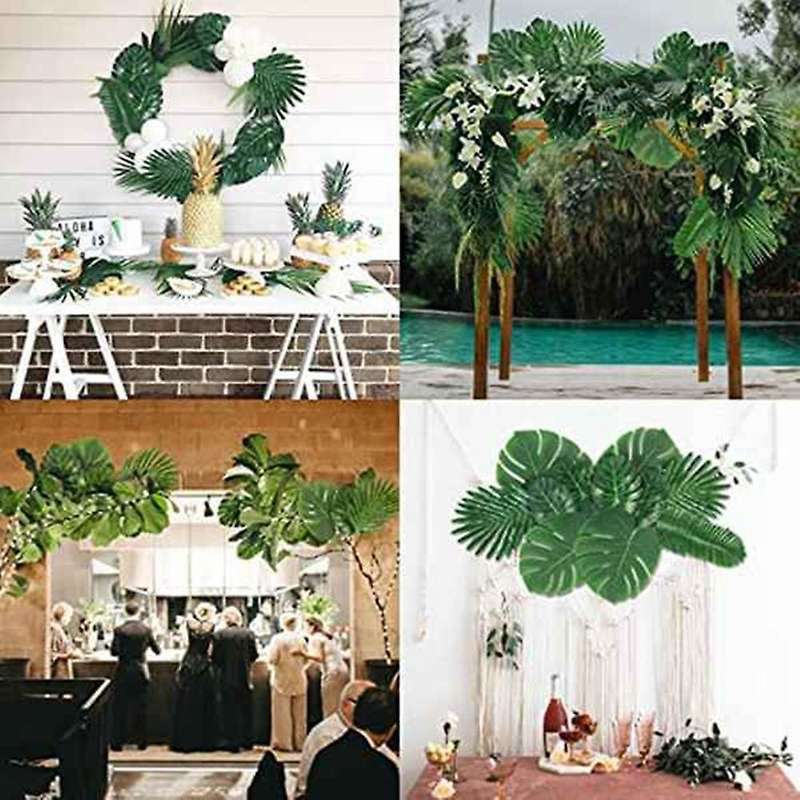 35pcs Artificial Palm Leaves for Jungle Beach Theme Party Table Decor
