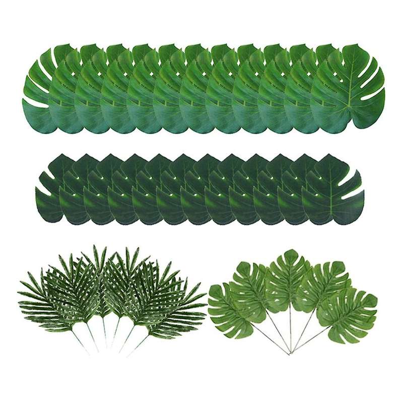 35pcs Artificial Palm Leaves for Jungle Beach Theme Party Table Decor