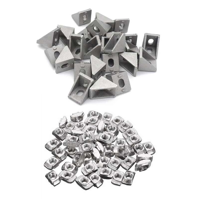 50pcs M4-20 T-nut Thread T Slot Hammer Head Drop In Nut 50pcs Silver