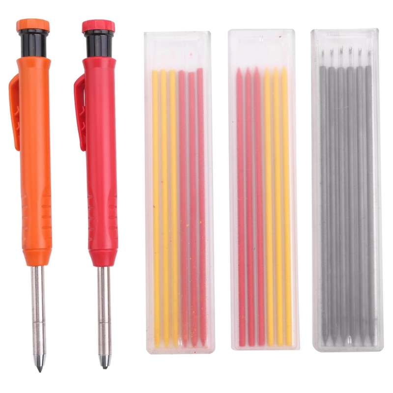 2 Pieces Carpenter Pencil with 18 Refill, for Woodworking Architect