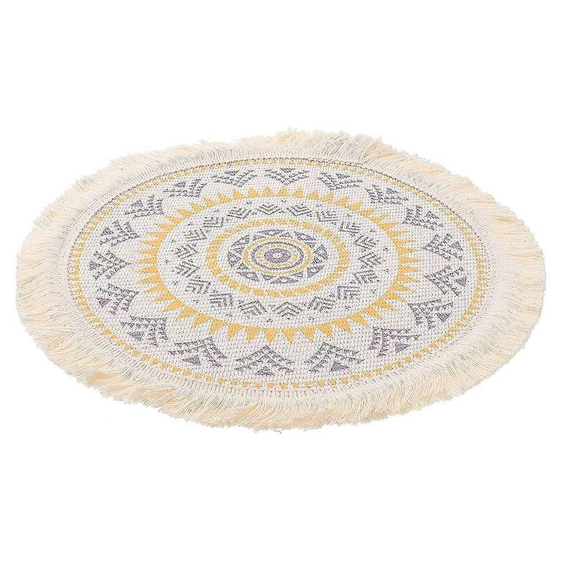 2pcs Christmas Table Placemat Cotton Cup Pad Mandala Style Railway