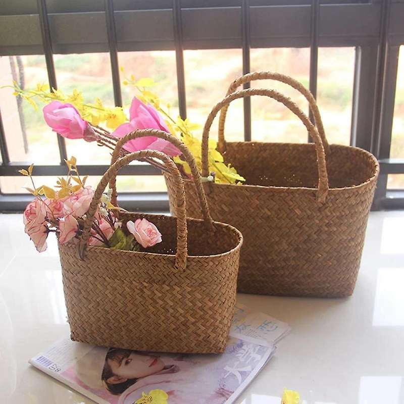 Seaweeds Woven Flower Basket Succulent Storage Basket Picnic Basket S
