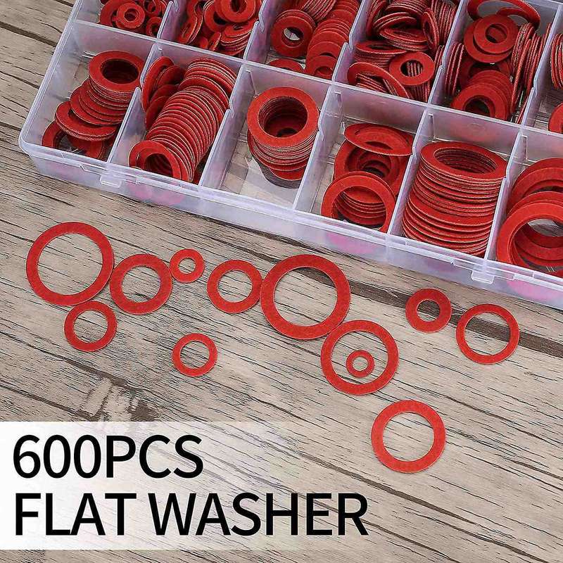 600pcs Washer Assorted Kit 12 Size Flat Ring Seal Assortment Kit