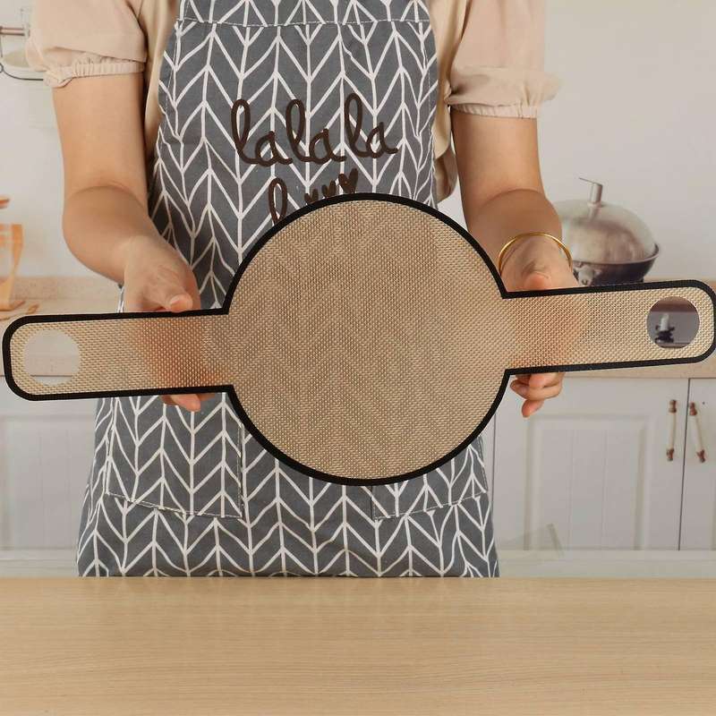 Bread Sling Silicone Baking Mat Long Handled Reusable Sheet, Brown