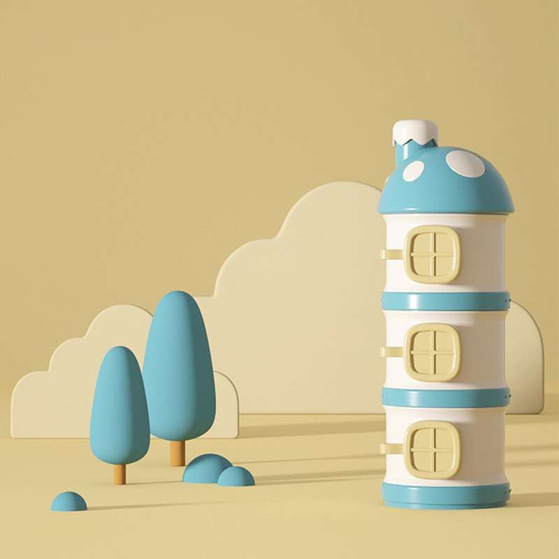 3layers Baby Milk Powder Formula Dispenser,for Travel for Kids Blue