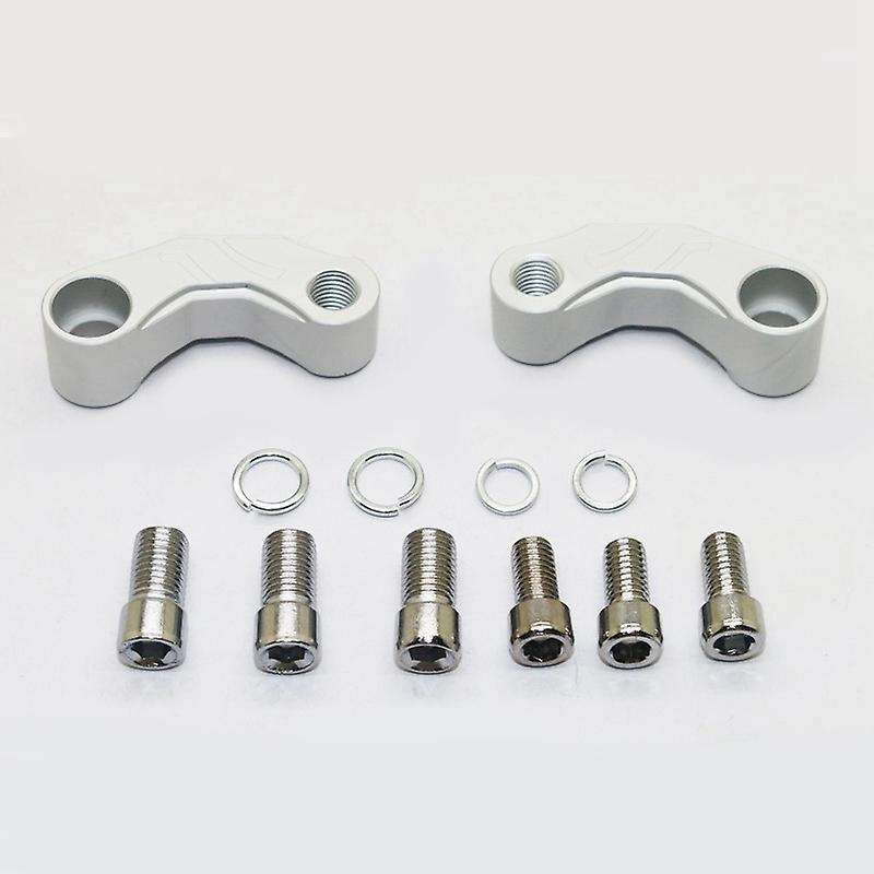 Pair Motorcycle Mirror Extender Risers Universal Adapter M10 Silver