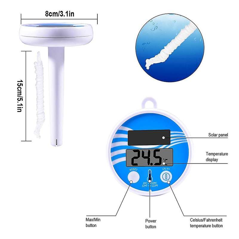 Floating Pool Thermometer Wireless - Solar Digital Pool Thermometer
