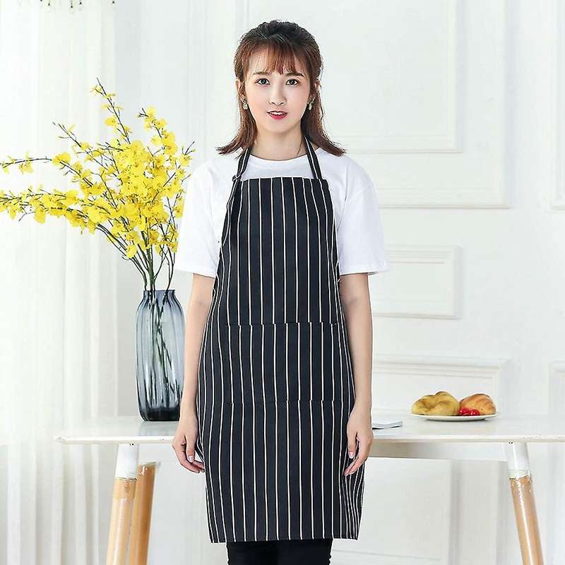 2pcs Kitchen Shorts with Pockets- Black and White Stripes