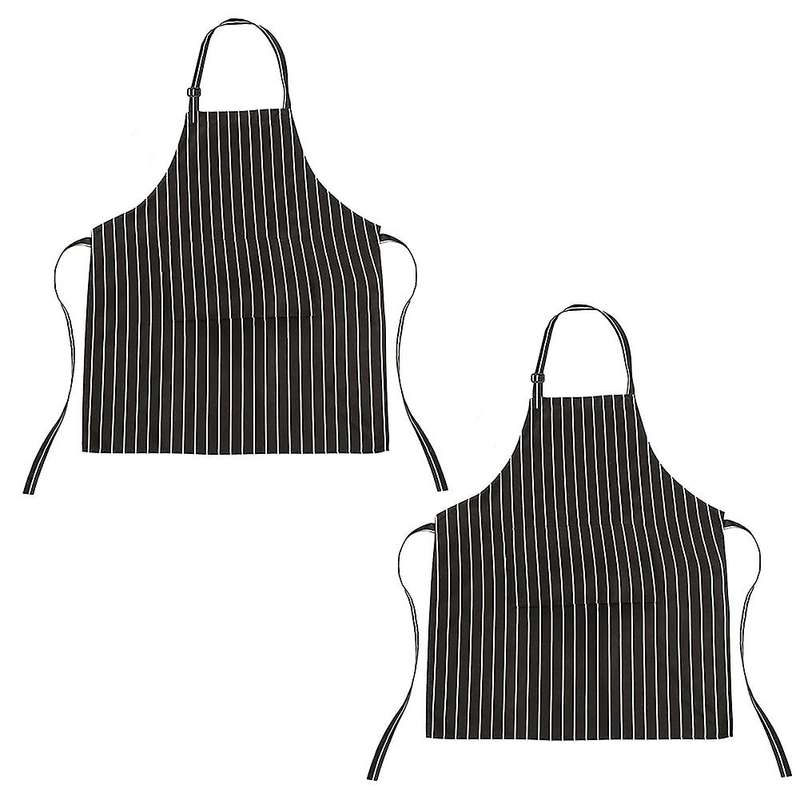 2pcs Kitchen Shorts with Pockets- Black and White Stripes