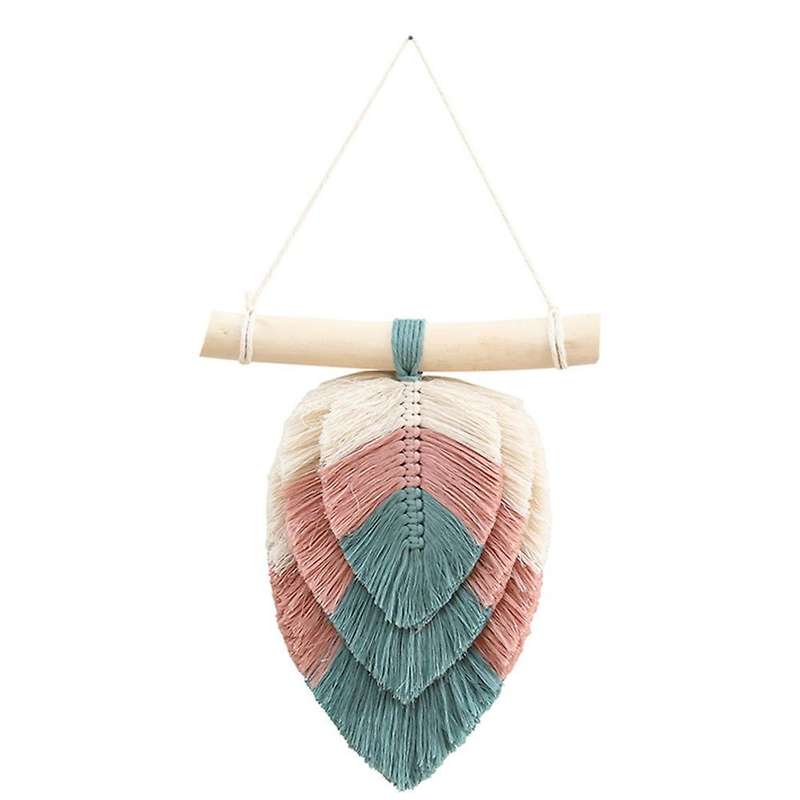 Woven Chic Bohemian Woven Leaf Tapestry with Cotton Tassel B