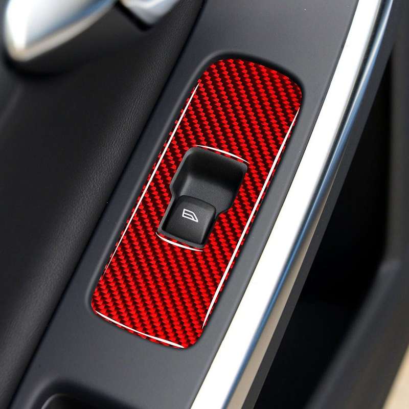 Carbon Fiber Red Interior Window Lift Button Cover for Volvo V60 S60