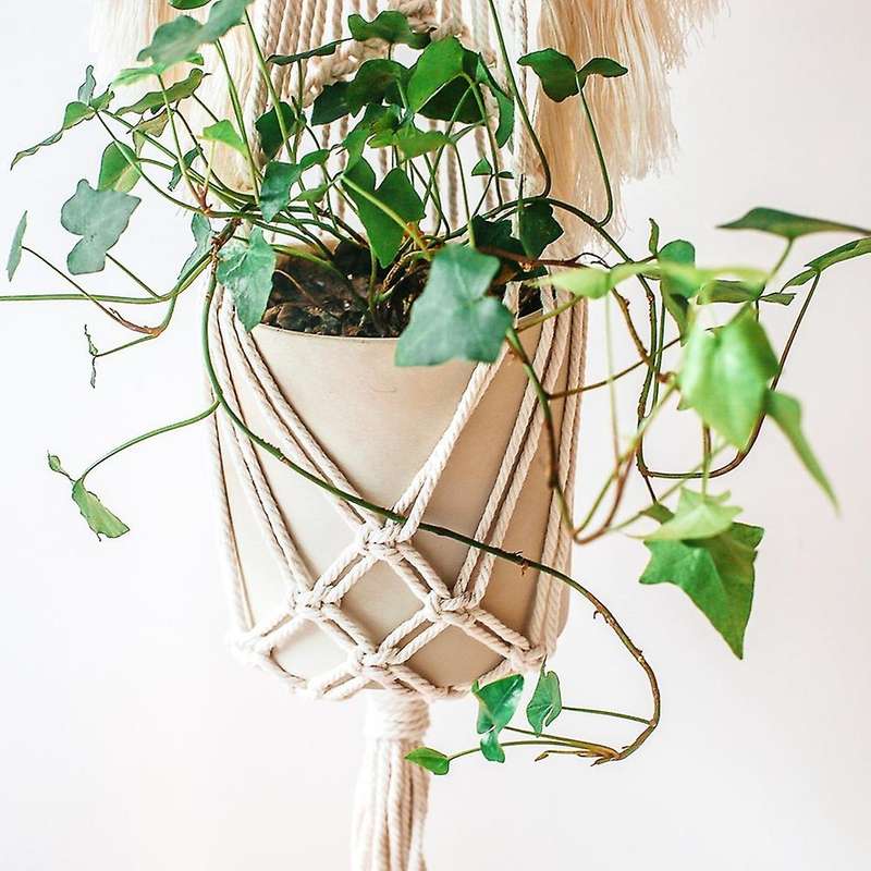 Macrame Hanger, Hand-woven Cotton Rope Net Bag Boho Home Decor