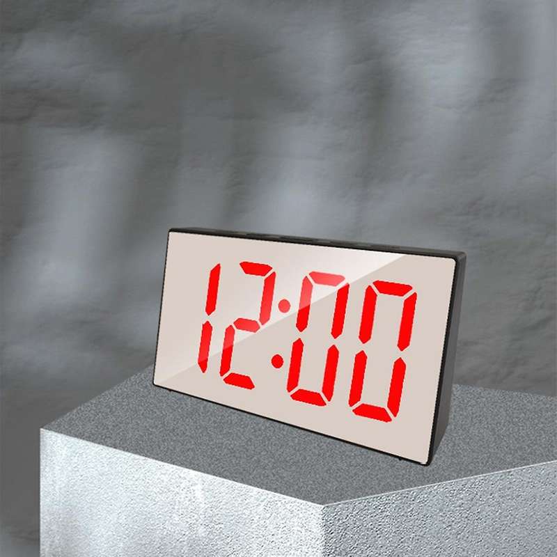 Led Mirror Alarm Clock Digital Snooze Clock Home Decoration White