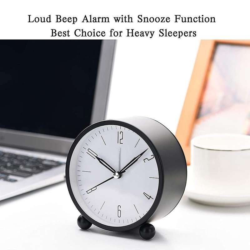 Analog Alarm Clock, 4inch Round Alarm Clock Non Ticking, Super Silent
