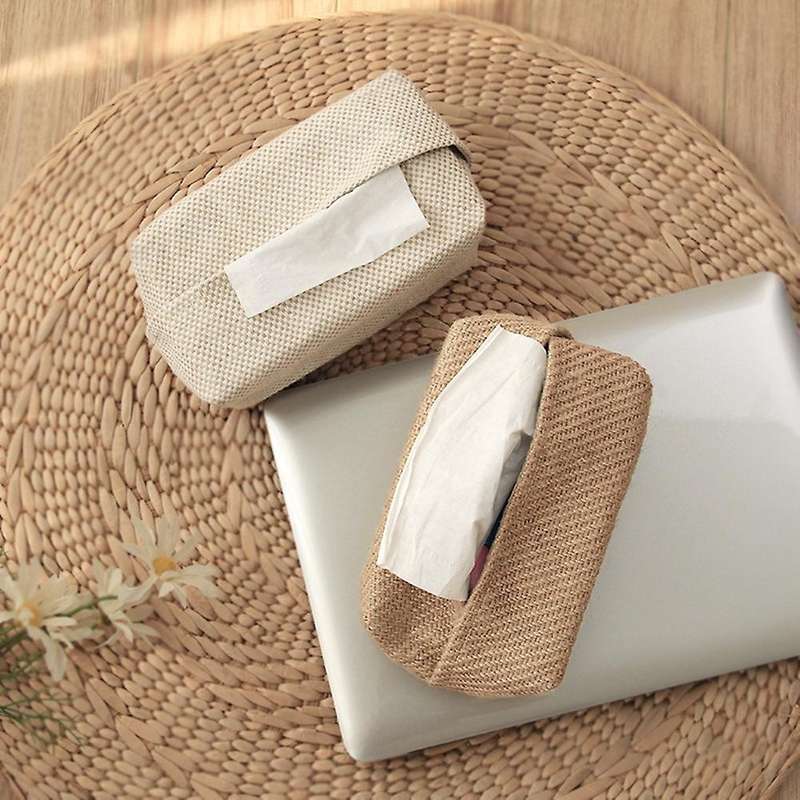Large Cotton Linen Cloth Art Tissue Box Simple Paper Box(a)