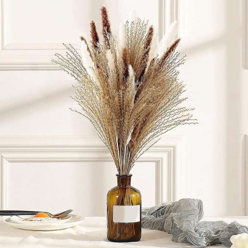 60 Pcs 17.5inch Natural Pampas Grass Branches,for Wedding,home Decor