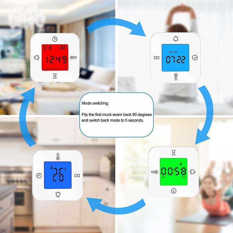 Alarm Clock Digital with Temperature,non-ticking,timer,white
