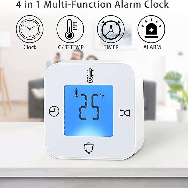 Alarm Clock Digital with Temperature,non-ticking,timer,white