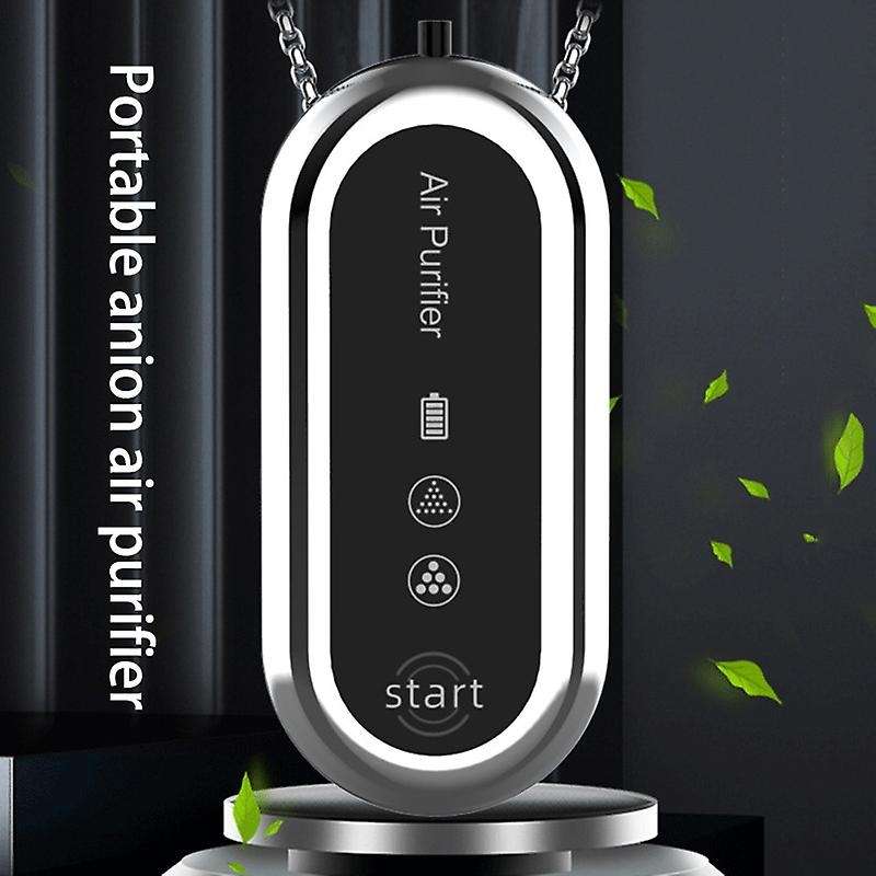 Hanging Neck Mini Negative Ion 36h-50h Necklace Air Purifier Silver