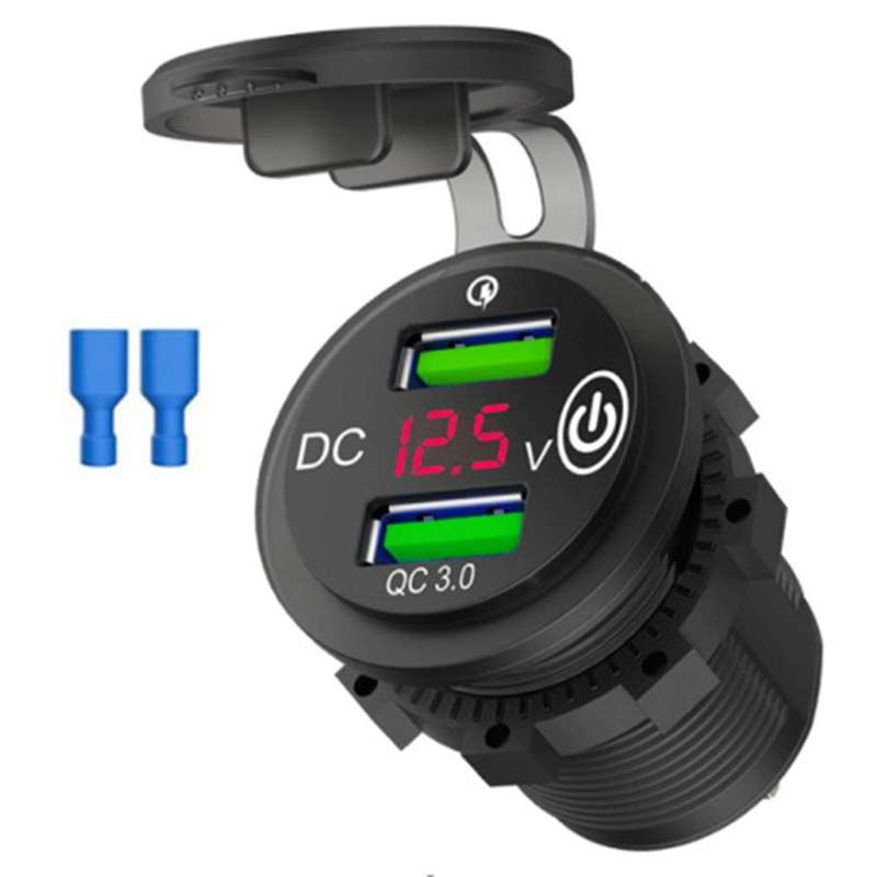 Dual Qc3.0 Port Quick Charge Usb Car Charger Socket 12v/24v Adaptor B