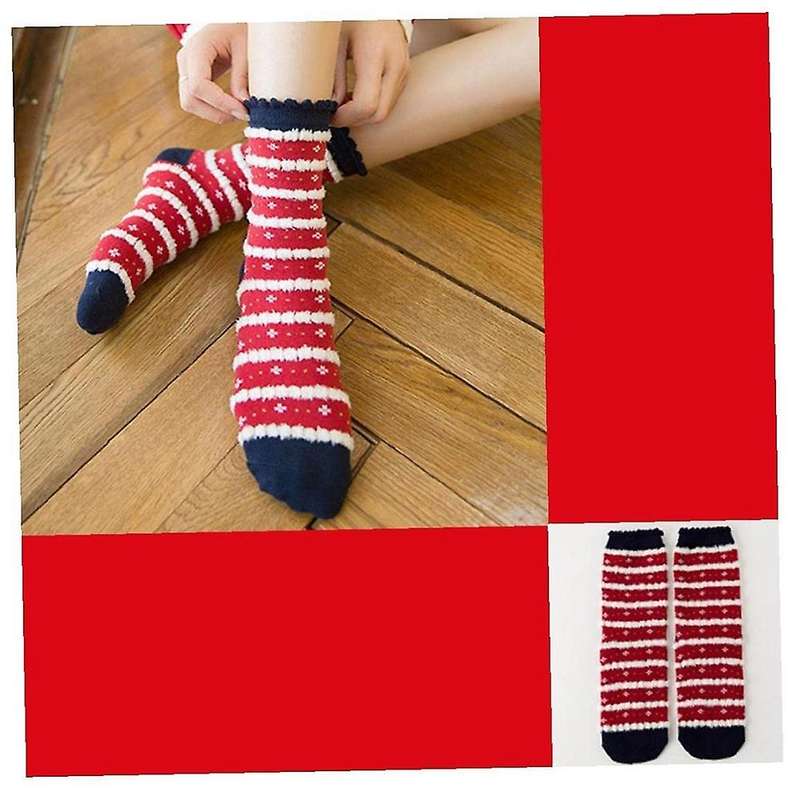3 Pairs Floor Socks Coral Fleece Socks B