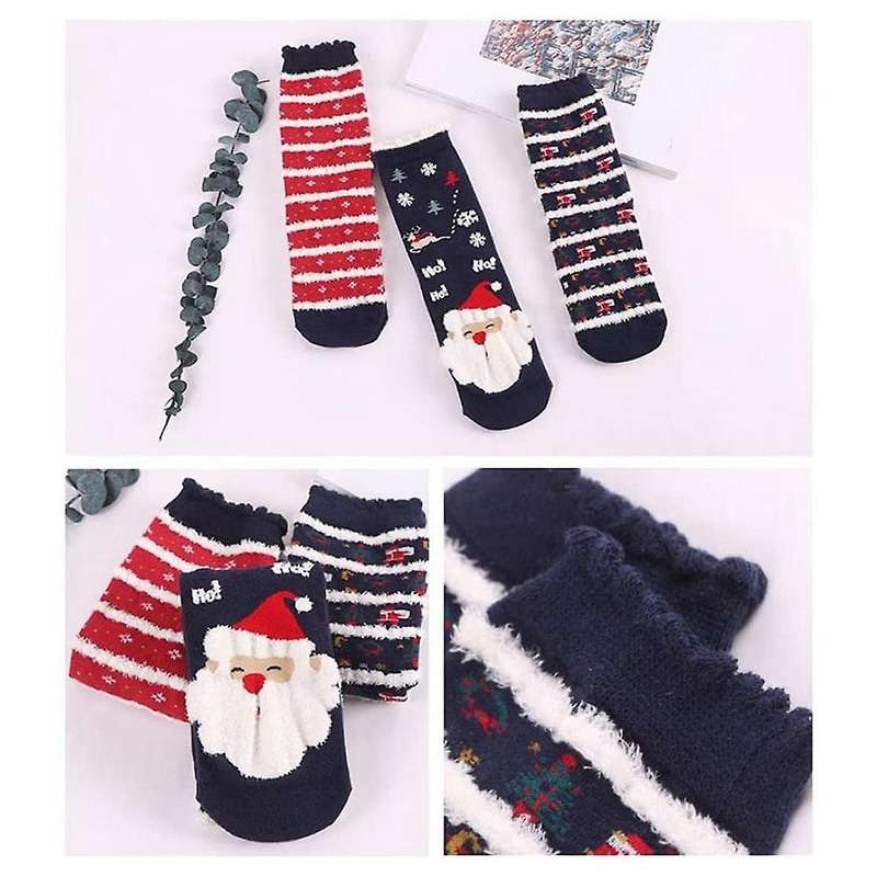 3 Pairs Floor Socks Coral Fleece Socks B