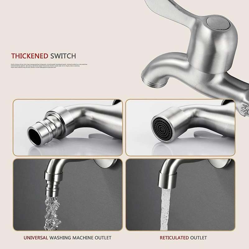Garden Faucet Wall Mounted Brushed 4 Points Connector/water Filter, A