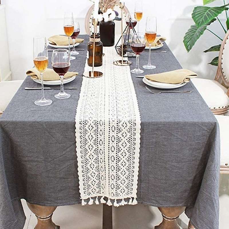 Macrame Table Runner,cotton Table Runner with Tassels(24x160cm)