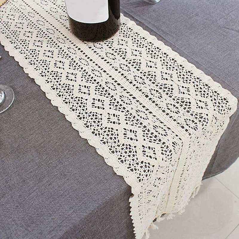 Macrame Table Runner,cotton Table Runner with Tassels(24x160cm)