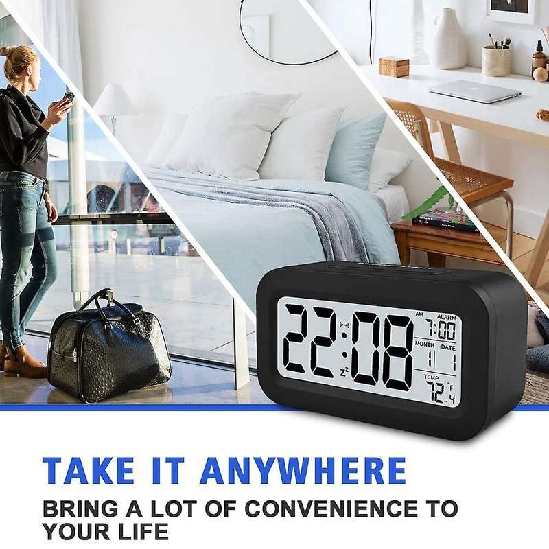 Rechargeable Alarm Clocks,digital Alarm Clocks,12/24hours Date Black