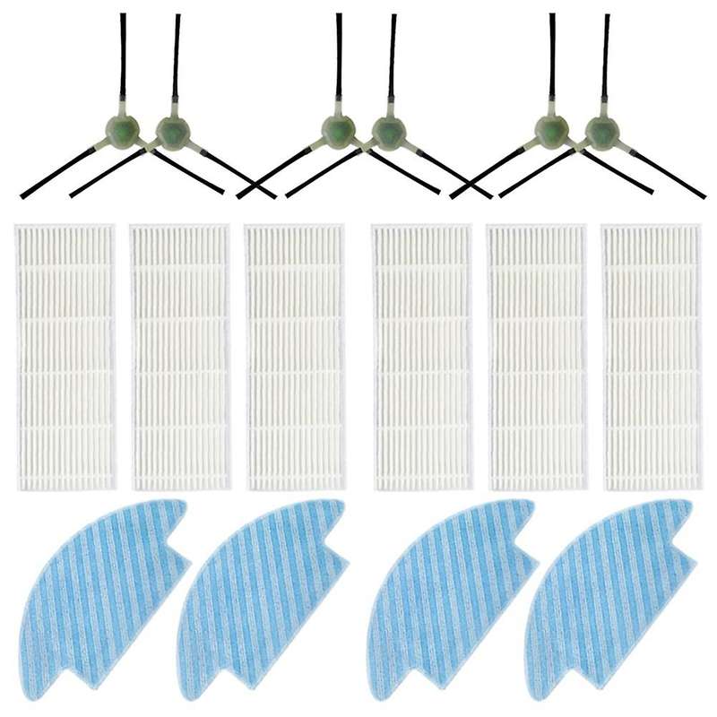 16pcs Side Brush Hepa Filter Mops for Lefant M210 M210s M210b M213