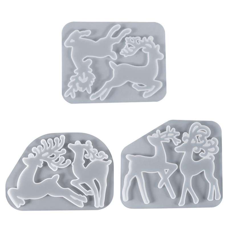 3pcs Christmas Elk Shaped Silicone Mold Diy Epoxy Mold Deer Elk Mold