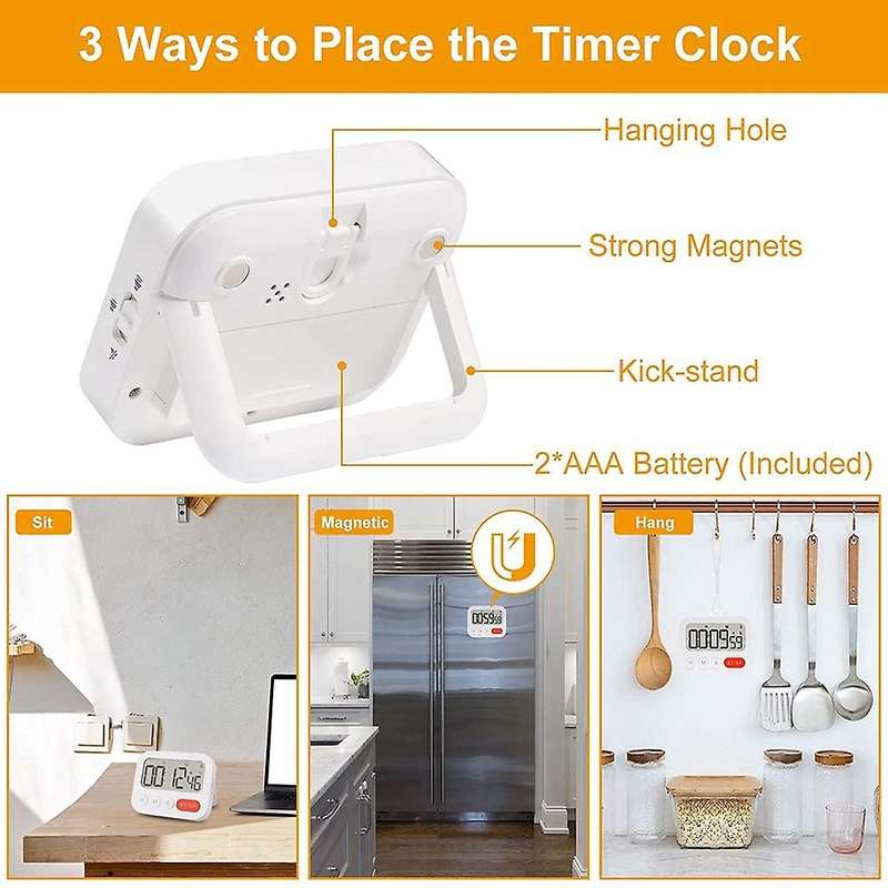 Digital Kitchen Timer Clock for Kids Seniors Gym Homework Classroom