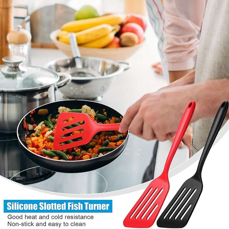 2 Pieces Silicone Slotted Fish Turner Spatula,for Frying Foods