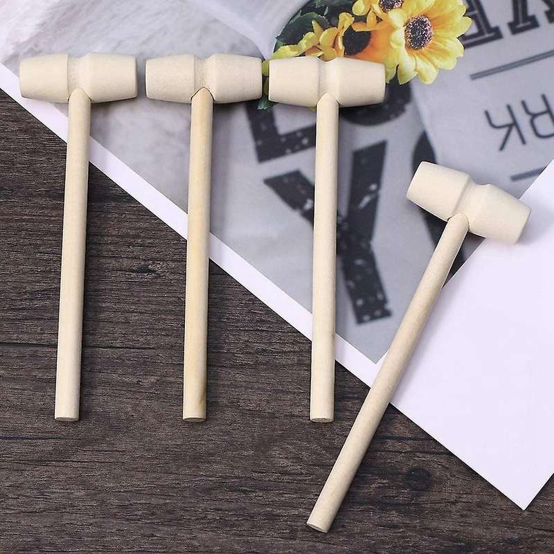 30pcs Wooden Hammer Shellfish Crab Hardwood Gavel Toy for Boys Girls