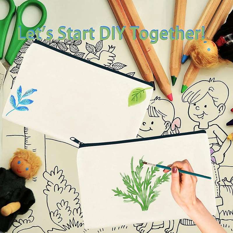 16pcs Multi-purpose Cosmetics Bag with Zipper Canvas Makeup Pouches
